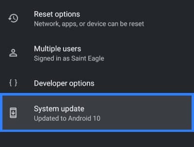 click on system update