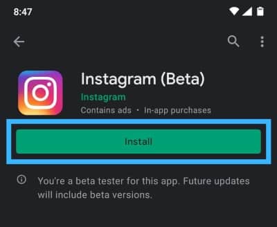 reinstall instagram to fix instagram crashing on android