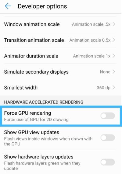 turn off force gpu rendering to stop instagram crashing