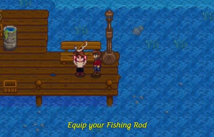 equip fishing rod