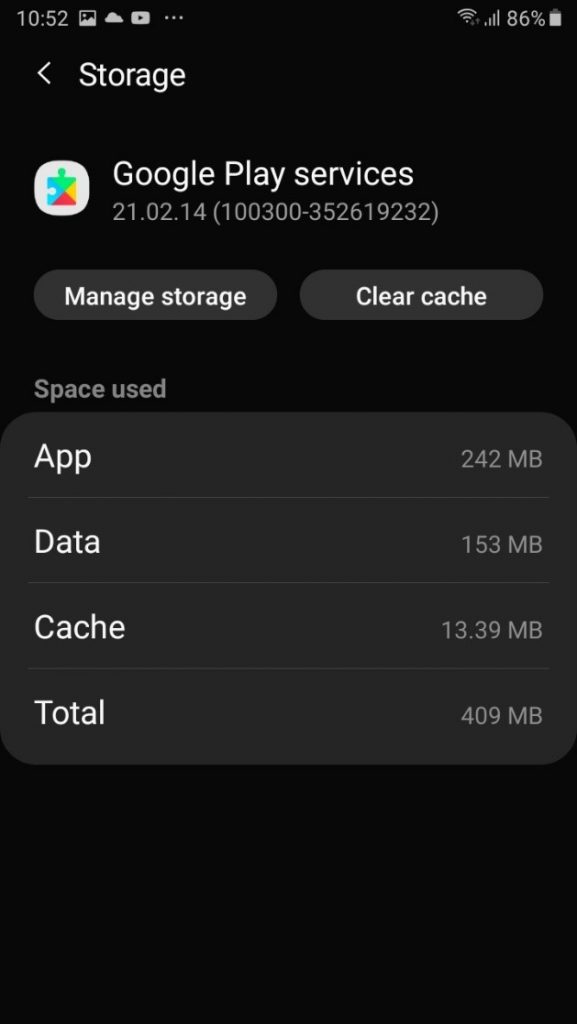 clear cache google play services