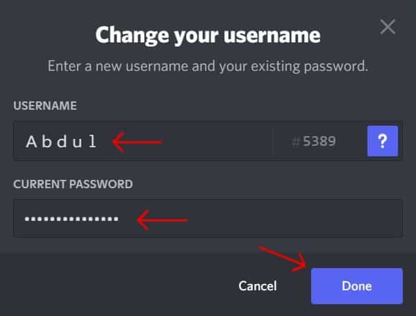 enter your new username and password to save username